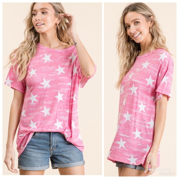 ⭐️LAST 1! Star Print Super Soft Relaxed Fit Top! - Picture 2 of 7